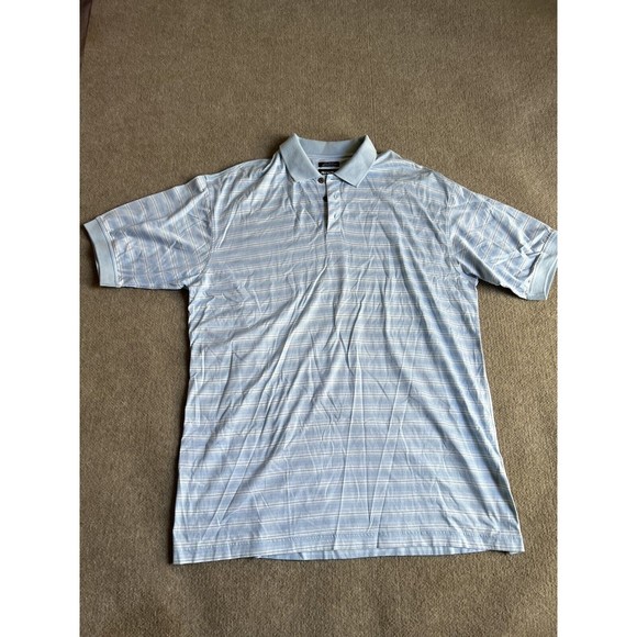 Bolle Golf Polo Shirt Short Sleeve Blue White Stripes Men's Size XL 100% Cotton‎ - Picture 1 of 5